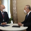 Ngoại trưởng Thổ Nhĩ Kỳ Mevlut Cavusoglu và người đồng cấp Hy Lạp Nikos Dendias gặp nhau bên lề Diễn đàn An ninh toàn cầu. (Nguồn: AA)