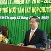 Ông Trần Việt Trường phát biểu sau khi được bầu giữ chức Chủ tịch UBND Thành phố Cần Thơ. (Ảnh: Ngọc Thiện/TTXVN)