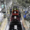 Dây chuyền sản xuất xe ôtô của Tập đoàn Toyota, Nhật Bản tại nhà máy Tsutsumi ở quận Aichi. (Ảnh: AFP/TTXVN)