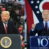 Tổng thống Mỹ Donald Trump (trái) phát biểu trong cuộc vận động tranh cử tại bang New Hampshire ngày 25/10 và ứng cử viên Tổng thống Mỹ của đảng Dân chủ Joe Biden (phải) phát biểu trong cuộc vận động tranh cử tại bang Ohio ngày 12/10. (Ảnh: AFP/TTXVN)