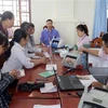 Một buổi giao dịch cho vay tại điểm giao dịch xã Thanh Nguyên, huyện Thanh Liêm, tỉnh Hà Nam. (Ảnh: Trần Việt/TTXVN)