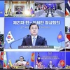 Tổng thống Hàn Quốc Moon Jae-in phát biểu tại Hội nghị Cấp cao ASEAN-Hàn Quốc lần thứ 21. (Ảnh: Thống Nhất/TTXVN)