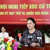Chủ tịch Quốc hội Nguyễn Thị Kim Ngân phát biểu tại buổi tiếp xúc cử tri quận Cái Răng. (Ảnh: Trọng Đức/TTXVN)