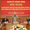 Tổng Bí thư, Chủ tịch nước Nguyễn Phú Trọng, Bí thư Quân ủy Trung ương phát biểu kết luận Hội nghị. (Ảnh: Trí Dũng/TTXVN)