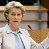 Chủ tịch EC Ursula von der Leyen phát biểu tại phiên họp Nghị viện châu Âu ở Brussels, Bỉ. (Ảnh: THX/TTXVN)