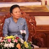 Trưởng Ban Đối ngoại Trung ương Đảng Nhân dân Cách mạng Lào Sounthone Sayachak trả lời phỏng vấn phóng viên TTXVN. (Ảnh: Phạm Kiên/TTXVN)