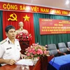 Chuẩn Đô đốc Ngô Văn Thuân phát biểu tại hội nghị. (Ảnh: Phan Sáu-Đức Thu/Vietnam+)