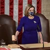 Chủ tịch Hạ viện Mỹ Nancy Pelosi chủ trì phiên họp lưỡng viện Quốc hội Mỹ ở Washington, DC, ngày 6/1. (Ảnh: AFP/TTXVN)