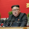 Nhà lãnh đạo Triều Tiên Kim Jong-un phát biểu tại Đại hội lần thứ VIII đảng Lao động Triều Tiên ở Bình Nhưỡng. (Ảnh: KCNA/TTXVN)