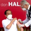Tổng thống Indonesia Joko Widodo là người đầu tiên được tiêm vắcxin CoronaVac. (Nguồn: Ban thư ký Tổng thống Indonesia)