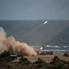 Tên lửa được phóng trên biển Caspi, CH Dagestan, Liên bang Nga. (Ảnh: AFP/TTXVN)