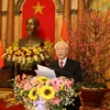 Tổng Bí thư, Chủ tịch nước Nguyễn Phú Trọng phát biểu tại buổi gặp mặt. (Ảnh: Trí Dũng/TTXVN)