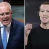 Thủ tướng Australia Scott Morrison (trái) và Nhà sáng lập kiêm Giám đốc điều hành Facebook Mark Zuckerberg. (Ảnh: AP/TTXVN)