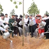 Thủ tướng Nguyễn Xuân Phúc và các đại biểu tham gia Lễ phát động Tết trồng cây. (Ảnh: Thống Nhất/TTXVN)