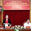 Chủ tịch Quốc hội Nguyễn Thị Kim Ngân phát biểu tại buổi làm việc với Ban chỉ đạo công tác bầu cử tỉnh Kiên Giang. (Ảnh: Trọng Đức/TTXVN)