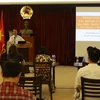 Bí thư Đảng bộ, Đại sứ Trần Việt Thái phát biểu tại Hội nghị. (Ảnh: Mạnh Tuân/TTXVN)