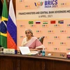 Bộ trưởng Tài chính Ấn Độ Nirmala Sitharaman phát biểu tại Hội nghị. (Nguồn: PTI)