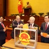 Tổng Bí thư Nguyễn Phú Trọng đến dự phiên họp. (Ảnh: Trí Dũng/TTXVN)