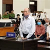 Bị cáo Trần Trọng Mừng (cựu Tổng giám đốc Công ty cổ phần Gang thép Thái Nguyên) khai báo trước tòa. (Ảnh: Phạm Kiên/TTXVN)