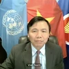 Đại sứ Đặng Đình Quý - Trưởng Phái đoàn đại diện thường trực Việt Nam tại Liên hợp quốc phát biểu tại phiên họp. (Ảnh: Hữu Thanh/TTXVN)