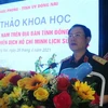 Thượng tướng Nguyễn Tân Cương, Thứ trưởng Bộ Quốc phòng phát biểu tại hội thảo. (Ảnh: Công Phong/TTXVN)