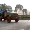 Xe đặc chủng của Bộ Tư lệnh Quân khu 2 có mặt tại thành phố Vĩnh Yên trong chiều 11/5. (Ảnh: Hoàng Hùng/TTXVN)
