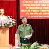 Đại tướng Tô Lâm, Bộ trưởng Bộ Công an, Ủy viên Hội đồng Bầu cử Quốc gia phát biểu. (Ảnh: Phạm Kiên/TTXVN)