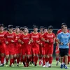 Đội tuyển Việt Nam tập buổi cuối cùng trên sân Al Ahli. (Ảnh: Hoàng Linh/TTXVN)