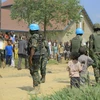 Lực lượng gìn giữ hòa bình Liên hợp quốc phong tỏa bên ngoài nhà thờ sau vujh đánh bom. (Nguồn: AFP)