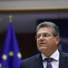 Phó Chủ tịch Ủy ban châu Âu Maros Sefcovic tại cuộc họp ở Brussels, Bỉ. (Ảnh: AFP/TTXVN)