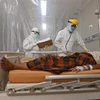 Bệnh nhân COVID-19 được điều trị tại một bệnh viện ở Bogor, Indonesia. (Ảnh: AFP/TTXVN)
