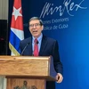 Ngoại trưởng Cuba Bruno Rodriguez trong cuộc họp báo tại Havana ngày 13/7. (Ảnh AFP/TTXVN)