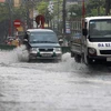 Mưa lớn gây ngập tại thành phố Thái Bình. (Ảnh: Thế Duyệt/TTXVN)