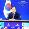 Ngoại trưởng Hàn Quốc Chung Eui-yong phát biểu tại Hội nghị Ngoại trưởng ASEAN-Hàn Quốc diễn ra theo hình thức trực tuyến ngày 3/8. (Ảnh: YONHAP)