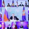 Hội nghị Bộ trưởng Ngoại giao ASEAN-Nga theo hình thức trực tuyến. (Ảnh: Phạm Kiên/TTXVN)