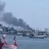 Khói bốc lên sau vụ nổ ở cảng Latakia. (Nguồn: timesofisrael.com)