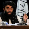 Phát ngôn viên Taliban Zabihullah Mujahid công bố các thành viên trong Chính phủ mới ở Afghanistan, tại Kabul ngày 7/9. (Ảnh: THX/TTXVN)