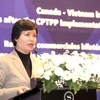 Giám đốc Trung tâm WTO và Hội nhập (VCCI) Nguyễn Thị Thu Trang phát biểu. (Ảnh: Phan Tuấn Anh/TTXVN)
