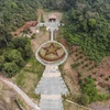 oàn cảnh khu di tích đền thờ Đại tướng Võ Nguyên Giáp ở xã Gia Phù, huyện Phù Yên, tỉnh Sơn La, nhìn từ trên cao. (Ảnh: Nguyễn Cường/TTXVN)