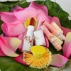 Sản phẩm son môi làm từ hoa sen của em Nguyễn Thị Diệu Hiền. (Ảnh: Nhựt An/TTXVN)