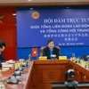 Phó Chủ tịch Thường trực Tổng Liên đoàn Lao động Việt Nam Trần Thanh Hải phát biểu tại Hội đàm. (Nguồn: laodong.vn)