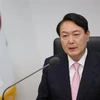 Tổng thống Hàn Quốc Yoon Suk-yeol phát biểu tại một cuộc họp ở Seoul. (Ảnh: Yonhap/TTXVN)