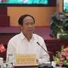 Phó Thủ tướng Lê Văn Thành phát biểu tại buổi làm việc với các bộ, ngành và địa phương liên quan về dự án cao tốc Bến Lức-Long Thành. (Ảnh: Bùi Giang/TTXVN)