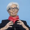 Chủ tịch ECB Christine Lagarde phát biểu tại một cuộc họp báo ở Frankfurt, Đức. (Ảnh: AFP/TTXVN)