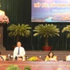 Lãnh đạo Thành phố Hồ Chí Minh chủ trì Hội nghị. (Ảnh: Hứa Chung/TTXVN)