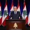 Tổng thống Liban Michel Aoun phát biểu tại Baabda. (Ảnh: AFP/TTXVN)