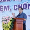 Thủ tướng Phạm Minh Chính phát động thi đua đẩy mạnh phát triển hạ tầng đồng bộ, hiện đại, chống lãng phí. (Ảnh: Dương Giang/TTXVN)