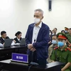 Bị cáo Lương Văn Hóa (sinh năm 1957, cựu Tổng Giám đốc Công ty Cổ phần Dược phẩm Cửu Long) khai báo trước tòa. (Ảnh: Phạm Kiên/TTXVN)