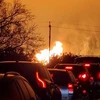 Ngọn lửa bốc lên sau vụ nổ đường ống. (Nguồn: news.sky.com)