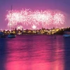 Màn trình diễn bắn pháo hoa Ngày Quốc khánh Australia chụp từ bờ biển Applecrossở Perth năm 2018. (Nguồn: ABC News: Kenith Png)